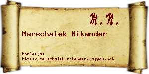 Marschalek Nikander névjegykártya